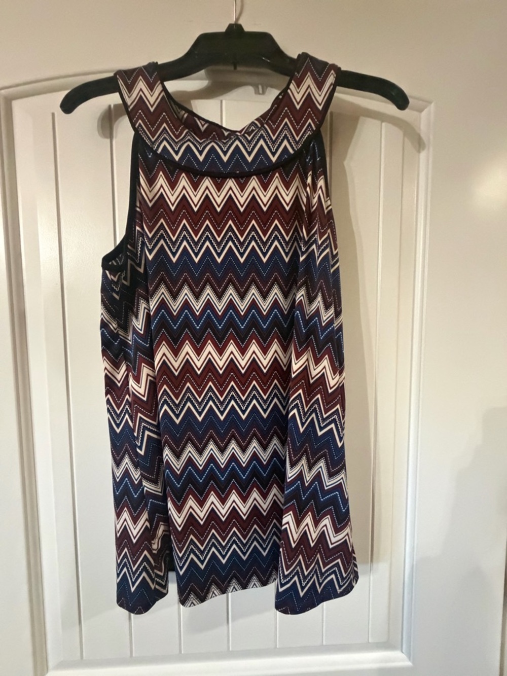 Apt. 9 Navy, Burgundy, Cream Chevron Blouse